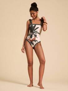 Travachic Tropical Print Tie-Strap One-Piece Swimsuit, Summer Beach Vacation,Casual,Vacation,Vacation Outfits Women,Vacation,Summer Holiday Outfits ,Holiday Outfits For Women,Holiday,Vacation Outfits For Women,Vacation Dress,Elegant,Going Out,Party,Beach,Beach Dress,Beach Shorts,Beach Dresses,Beach Outfits For Women,Beach Skirt,Beach Set,Beach Outfit,Beach Outfit For Women,Summer,Summer Clothes,Summer Holiday Outfits,Flower,Graphic,Carmaval,Carnival,Western,Festival,Spring To Summer,Green - Green - View 3