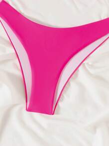 SHEIN Swim Women's Summer Vacation Beach Sexy Bowknot Fuchsia Pink Bikini Set - Hot Pink - View 4