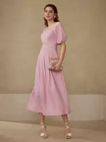 MOTF PREMIUM ROBE DÉCOUPÉE AVEC DÉTAIL RENFONCÉ - Rose bonbon - Voir 5
