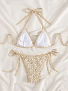 Swim SXY Springbreak Minimalist Style Casual Swimwear Set, Suitable For Daily Wear For Summer Beach Vacation - Apricot - View 4