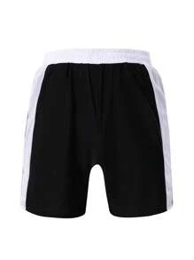 Manfinity Sport Corelite Men's Contrast Color Elastic Waist Pockets Loose Sports Shorts - Black - View 1