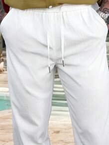 Manfinity RSRT Solid Color Casual Simple Stylish Pants, Daily Wear - White - View 4