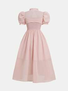 Wildeya Vestido corto elegante y lujoso con lazo, mangas de malla abullonadas y sin tirantes para niña preadolescente, color blanco, adecuado para use en verano y primavera, apropiado para salidas, fiestas y vacaciones