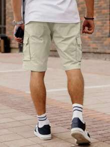 Manfinity Homme Men's Loose Drawstring Waist Flap Pocket Shorts