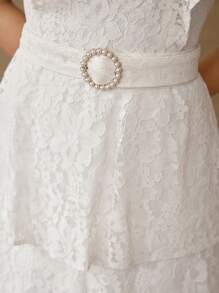 MOTF PREMIUM LACE RUFFLE TRIM DRESS - White - View 3