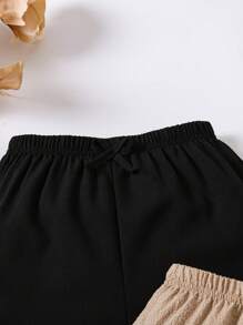 3pcs Tween Girl Casual Loose Textured Bubble Fabric Arc Hem Multi-Color Shorts