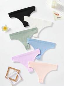 SHEIN 6 条装 少女简约舒适柔软亲肤中腰三角内裤