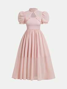 Wildeya Vestido corto elegante y lujoso con lazo, mangas de malla abullonadas y sin tirantes para niña preadolescente, color blanco, adecuado para use en verano y primavera, apropiado para salidas, fiestas y vacaciones