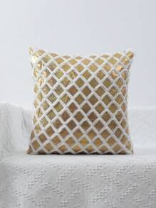 铝箔毛绒装饰抱枕套，客厅沙发家居装饰 - 金色 - 查看 3