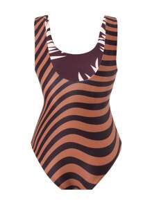 SHEIN Swim Springbreak 女士沙滩装夏季套装，双面休闲圆领无袖复古假日泳衣多种穿着