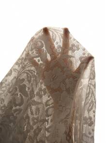 Swim Chiccia 女士优雅白色提花蕾丝边抽绳腰带裹身和服罩衫