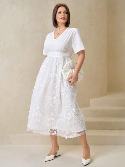 SHEIN Clasi Plus Size Casual And Simple Dresses, Suitable For Everyday Wear, Summer Retro Style, Summer/Women's Summer Clothing, Wedding Guest Dresses, Spring/Summer, Retro Style, Vacation, Valentine's Day Clothing, Elegant Women's Dresses, Women's Birthday Clothing, Wedding Guest Dresses, Dignified Women's Dresses, Carnival, Elegant Women's Clothing, Evening Banquet, Elegant Wedding Dresses.