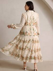 Anewsta Plus Size Women's Long Printed Dress, Boho Vacation Outfits, Spring/Summer Cottagecore Dress Bridgerton Style Dress Women Dresses Boho Western Dress - Multicolor - View 2