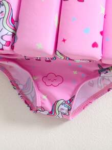 SHEIN Cute Baby Girls Knitted Cartoon Pattern Buoyancy Strip Swimsuit For Summer - Pink - View 5