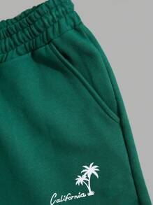 RueChic Men Cottonline Palm Tree Printed Regular Sweatpants - Army Green - View 6