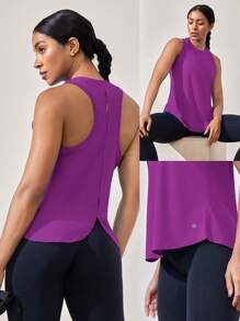 GLOWMODE Mesh Training Racerback  Tank Gym Wear Medium Impact Running Workout Quick Dry Moisture Wicking Cool Feeling - Purple - View 9