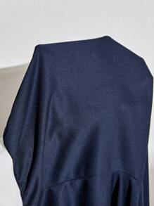 SHEIN PETITE Low-Rise Black And White Contrasting Letter Print Trousers - Navy Blue - View 9