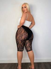 SHEIN SXY Plus Size Lace Seven-Quarter Leggings