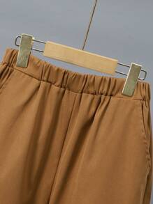 Teen Boy Traditional Print Khaki Shirt And Pants 2 Pieces Outfit - Khaki - View 8