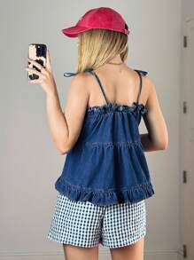 Forever 21 Women Blue Retro Cute Casual Vacation Strap Strap Denim Vest - Blue - View 2