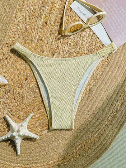 SHEIN Swim Maiô Bikini Calcinha Franzida Lateral Feminino, Para Praia de Verão, Para Férias de Praia de Verão