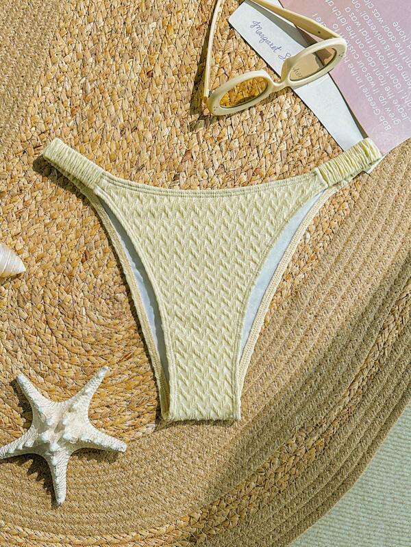 SHEIN Swim Women's Pleated Side Swim Bikini Bottoms, For Summer Beach, For Summer Beach Vacation