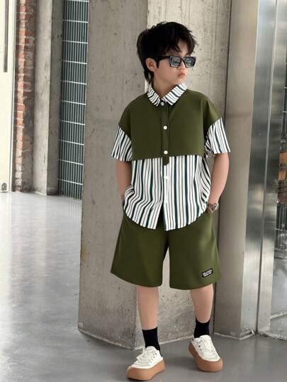 قميص كاجوال وشورت خصر مطاطي