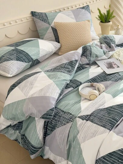 Soft Microfiber Duvet Cover Set, Classic Geometric Pattern - Best 2/3 PiecesDuvet Cover/Bedding Set - Includes 1 Duvet Cover And 1/2 Pillow Shams - Affordable, High Quality, Fits Twin, Queen, King, Full Size Beds