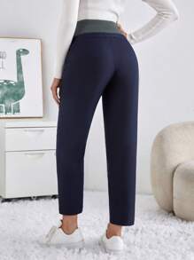 SHEIN 孕婦可調腰扣孕婦褲 - 藏蓝色 - 查看 5