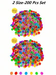 17mm/19mm 磁性宾果筹码计数器 - 100 片透明计数游戏筹码 - 透明塑料数学标记和教室和混合颜色宾果筹码游戏宾果卡