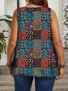 EMERY ROSE Plus Size Wide Strap Ruched Loose Tank Top, Suitable For Spring And Summer,Western Wear Women Suitable For Going Out,Vacation - Multicolor - View 2