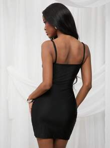 NYA SZN Sukienka Mini Wiosna Asymetryczna Wycięcie Bez Rękawów Dopasowana Festiwal Letni Klub Wyjście Gyaru Wiosenna przerwa Wakacje Gość Weselny Specjalna okazja Kolacja Panny Młodej Bal Stroje Dla Kobiet - Czarne - Zobacz 3