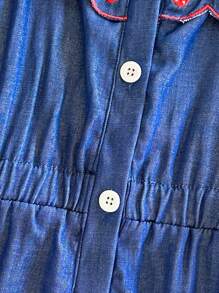 Vintaside Kids 1 Stück Jumpsuit für Kleine Mädchen im lässigen, niedlichen Stil mit Erdbeerstickerei