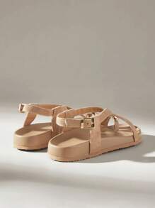 Solecia Women Brown Toe Ring Casual Lace-Up Comfortable Flat Sandals, Suitable For Spring/Summer Vacation Spring Break Easter