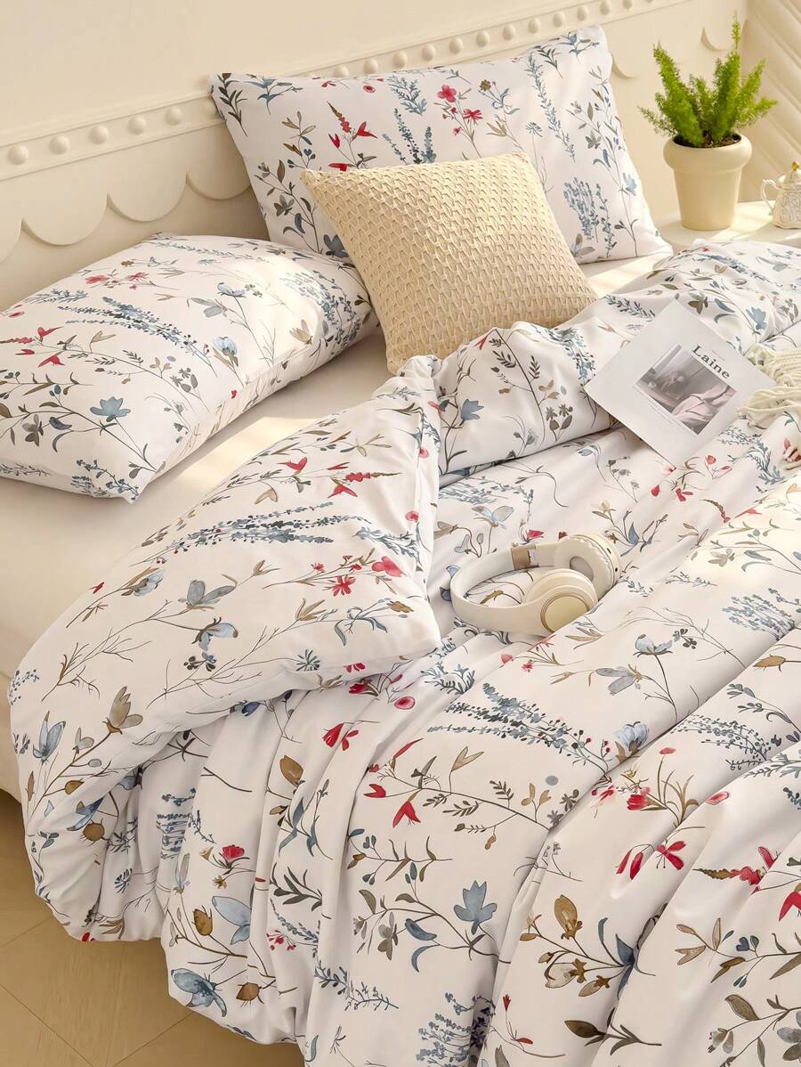 Juego de funda nórdica suave con estampados florales - El mejor conjunto de 2/3 piezas de edredón y funda - Incluye 1 funda nórdica y 1/2 fundas de almohada - Económico y de alta calidad para cama individual, matrimonial, queen y king size.