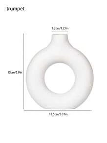1pc Plastic Donut Shaped Flower Vase, Modern Simplistic Circle Vase Ornament, Ceramic-Like Vase, Creative Home Decor Crafts For Living Room