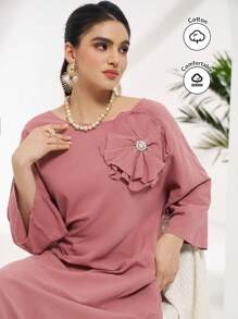 Al Najma Vestido longo turco e árabe feminino - Rosa - Ver 7