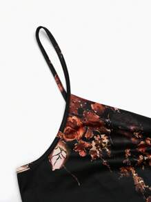 SHEIN Clasi Plus Size Women's Fitted Sexy Cross Strap Printed Dress - Multicolor - View 3