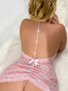 另加 2 件套蕾丝紧身露背睡衣，露背性感内衣连衣裙