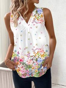 SHEIN Clasi Camicia romantica da donna con stampa, semplice e alla moda, per uso casual quotidiano