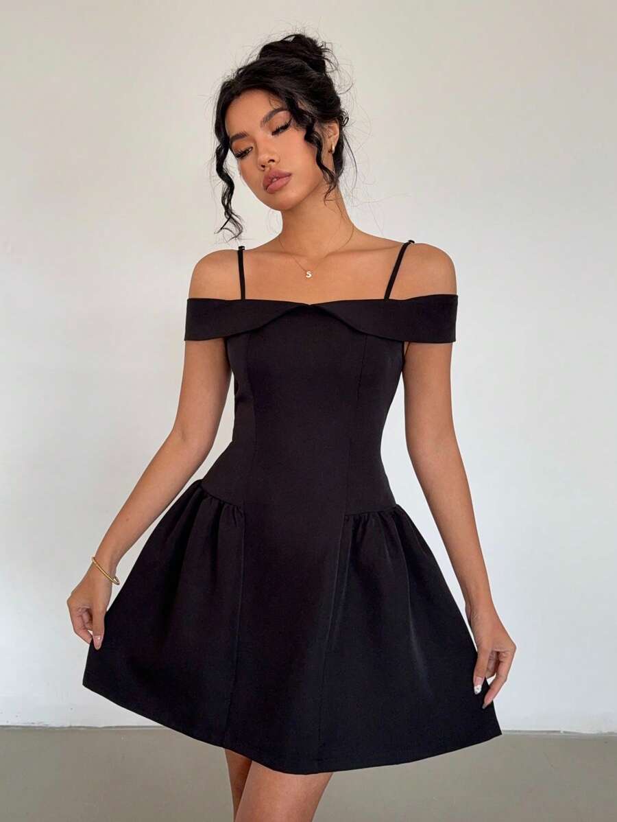 Chiquease Vestido elegante mini ajustado con hombros descubiertos