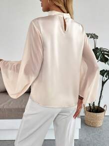 Uhlyne Fall Women Clothes Women's Elegant Minimalist Lantern Sleeve Fashion Blouse - Beige - View 2