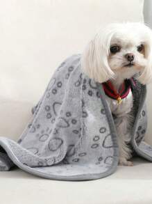 1 件装大型犬用狗毯 - 可洗宠物毯 - 小狗毯，适合大狗和小狗 - 柔软毛绒双面狗毯，狗用沙发套，灰色带爪印 - 灰色 - 查看 4
