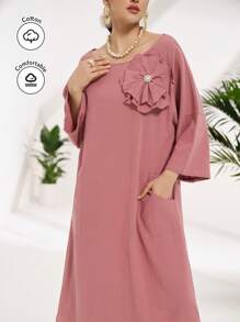 Al Najma Vestido longo turco e árabe feminino - Rosa - Ver 1