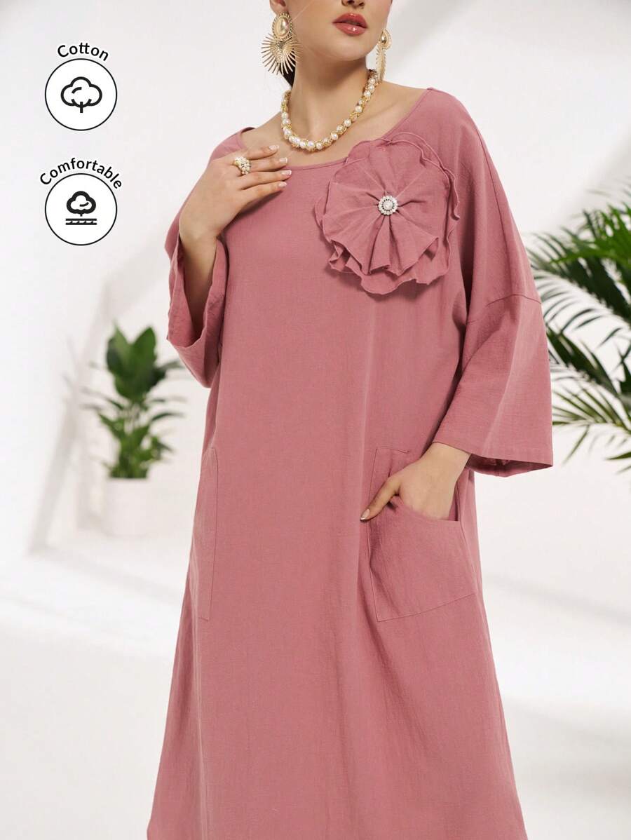 Al Najma Vestido longo turco e árabe feminino - Rosa - Ver 1