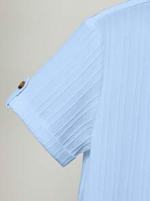 SHEIN 青少年男孩宽松立领短袖衬衫和短裤 2 件套