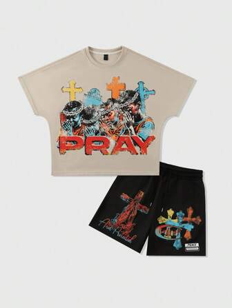 Street Life Men's Street Oversized Short Cut Printed T-Shirt Set