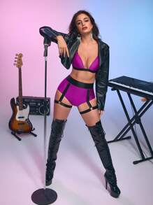 Menodora SHEIN Sport Shiny Nylon Pole Dancing Sports Bra For Women