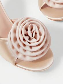 MOTF PREMIUM WOMEN'S FASHION STEREO FLORAL ROUND TOE HIGH HEEL SANDALS, SPRING SHOES, SPRING BREAK EASTER PROM HEELS - Apricot - View 6