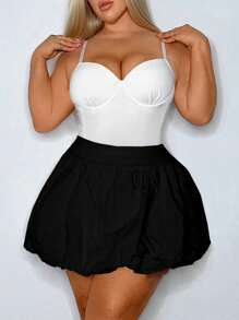 SHEIN SXY Plus Size Holiday Váy bong bóng chữ A gợi cảm - màu đen - Xem 5